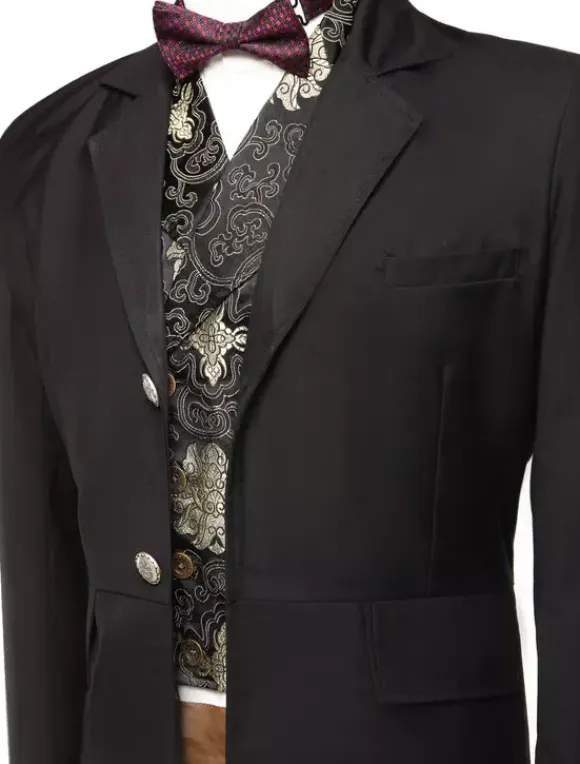 Men's Vintage Costume Rococo Black Coat Retro Overcoat