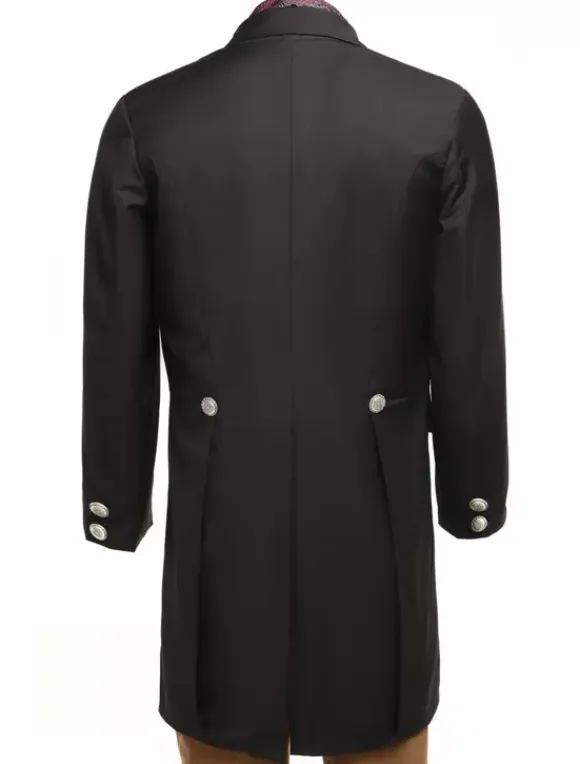 Men's Vintage Costume Rococo Black Coat Retro Overcoat