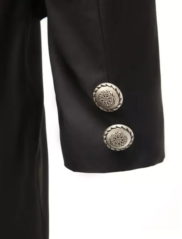 Men's Vintage Costume Rococo Black Coat Retro Overcoat