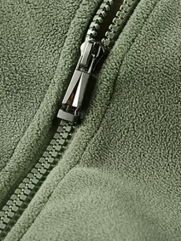 Men's Warm Winter Zipper Jacket Casual Stand Collar Cotton Fleece Coat