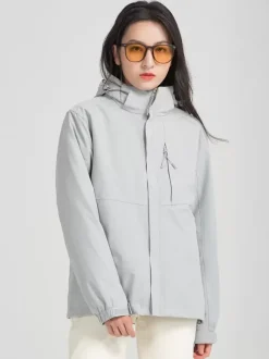 Men's Waterproof Hiking Jacket Casual Gray Coats