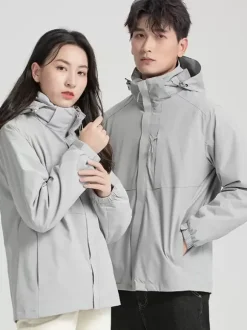 Men's Waterproof Hiking Jacket Casual Gray Coats