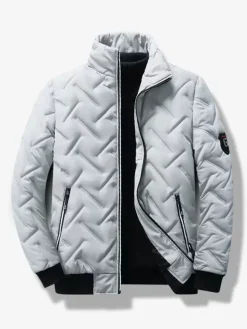 Men's Winter Coat Stand Collar Casual Warm Baseball Jacket