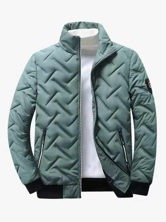 Men's Winter Coat Stand Collar Casual Warm Baseball Jacket