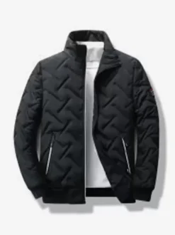 Men's Winter Coat Stand Collar Casual Warm Baseball Jacket