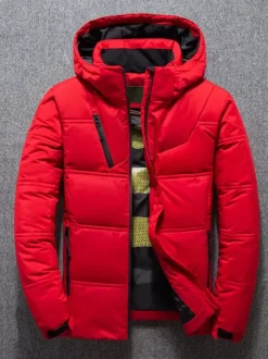 Men's Winter Jacket Short Thick Long Sleeve Warm Coat