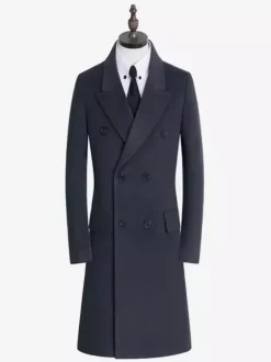 Men's Winter Woolen Coats Mid-Length Double-Breasted Suits