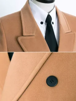 Men's Winter Woolen Coats Mid-Length Double-Breasted Suits