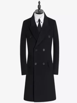 Men's Winter Woolen Coats Mid-Length Double-Breasted Suits