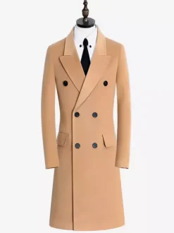 Men's Winter Woolen Coats Mid-Length Double-Breasted Suits