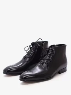 Men's Work Boots Cowhide Chic Black Ankle Short Boots