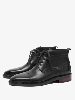 Men's Work Boots Cowhide Classic Black Matin Short Ankle Boots