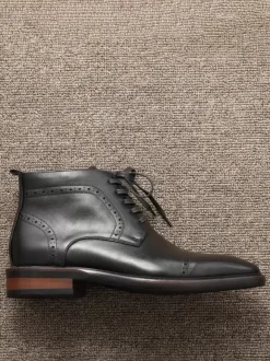 Men's Work Boots Cowhide Classic Black Matin Short Ankle Boots