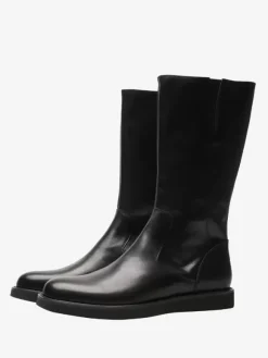 Men's Work Boots Cowhide Classic Black Knee High Boots