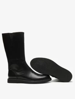 Men's Work Boots Cowhide Classic Black Knee High Boots