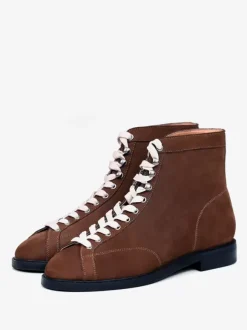 Men's Work Martin Boots Cowhide Classic Deep Brown Lace Up Short Ankle Boots