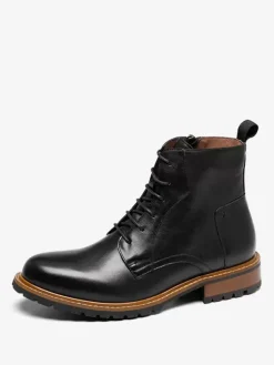 Men's Work Martin Boots Cowhide Classic Black Ankle Boots