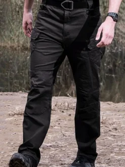 Men Trousers Casual Irregular Natural Waist Straight Khaki Long Pants