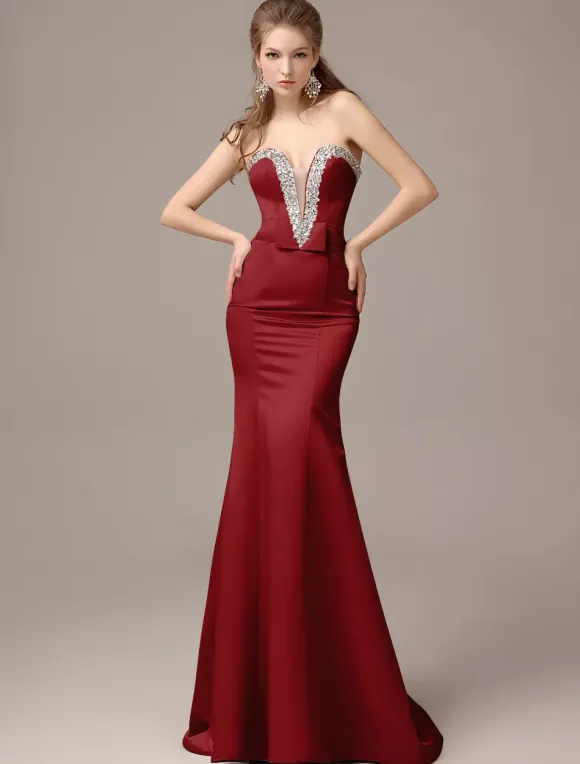 Mermaid Floor-Length Silver Satin Draped Evening Dress with Sweetheart Neck wedding guest dress