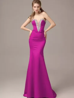 Mermaid Floor-Length Silver Satin Draped Evening Dress with Sweetheart Neck wedding guest dress
