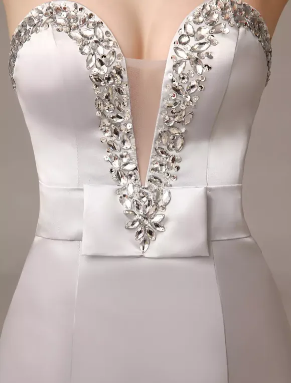 Mermaid Floor-Length Silver Satin Draped Evening Dress with Sweetheart Neck wedding guest dress
