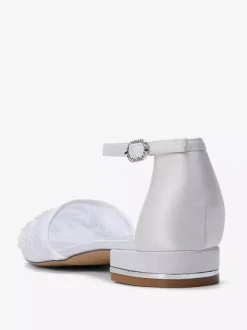 Mesh Wedding Guest Shoes Pointed Toe Beaded Flat Bridal Shoes