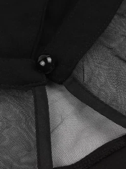 Mesh Patchwork Hollow Out Neckline A Line Skater Dress For Women 2026
