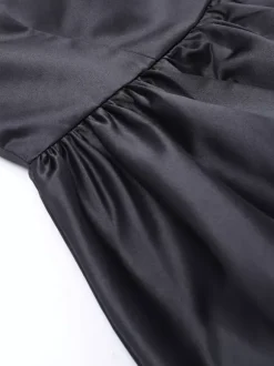 Mesh Sleeve Mini Dress For Women - Black Elegant Mock Neck Puff Skater - Spring Evening Cocktail 2026