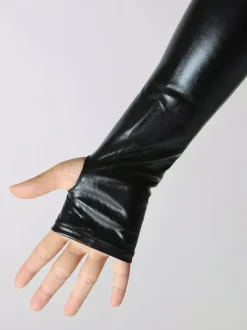 Metallic Black Catsuit Shiny Carnival Jumpsuit For Women