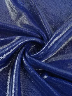 Metallic One-Shoulder Maxi Dress For Women - Royal Blue Ruched High Slit Slim Fit Gown - Spring Cocktail Party Wear 2026