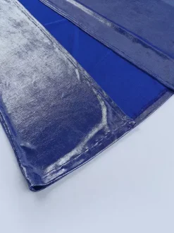 Metallic One-Shoulder Maxi Dress For Women - Royal Blue Ruched High Slit Slim Fit Gown - Spring Cocktail Party Wear 2026