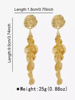Metal Long Disc Drop Earrings For Women 2026