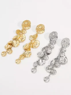 Metal Long Disc Drop Earrings For Women 2026