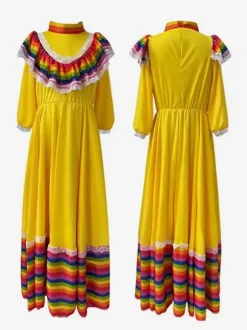 Mexican long skirt national costume Halloween Day of the Dead role play European and American stage big swing skirt