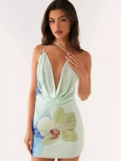 Midi Dress Floral Print Chiffon Chic Straps Neck Sleeveless Daily Summer Dresses