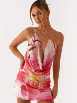 Midi Dress Floral Print Chiffon Chic Straps Neck Sleeveless Daily Summer Dresses