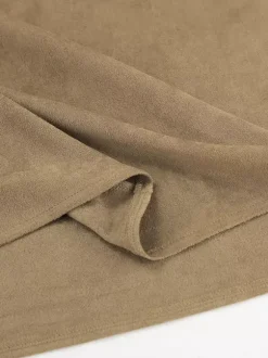 Midi Skirt Soft Suede Fabric High Waist Back Slit Vintage Midi Skirt