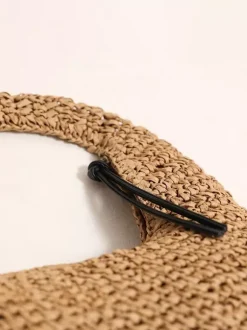 Mini Crescent Raffia Straw Underarm Bag Hollow Woven Hobo Handbag Summer Beach Vacation Shoulder Purse
