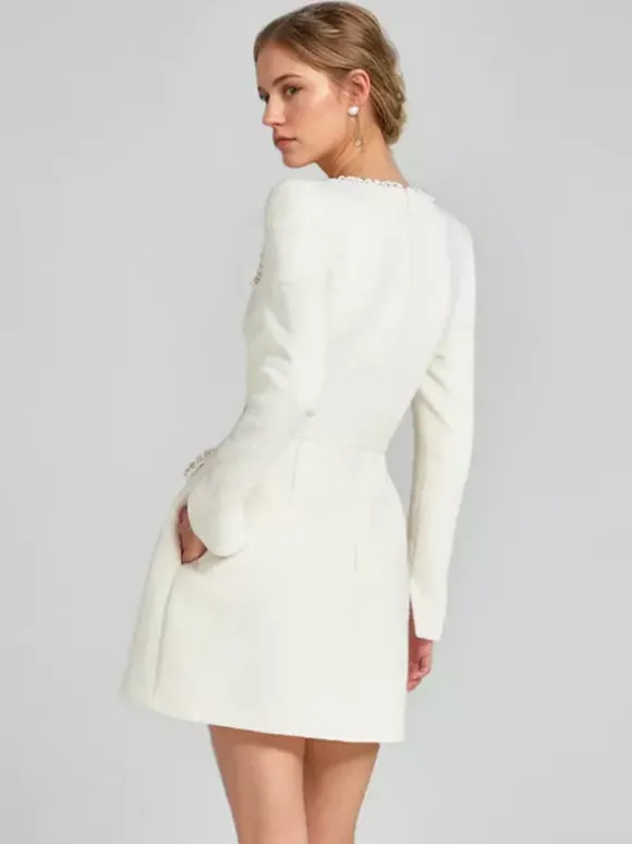 Mini Dress U-Neck Long Sleeves Semi-Formal Birthday Party Dress For Women 2026