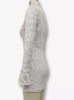 Mini Lace Dress With Cutout Long Sleeve High Neck Sexy Bodycon Club Dress For Women 2026