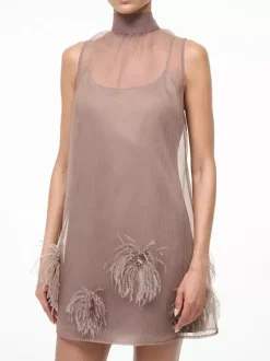 Mini Dresses Light Brown Sleeveless Lace Up Chiffon Short Dress For Women Mini Dresses