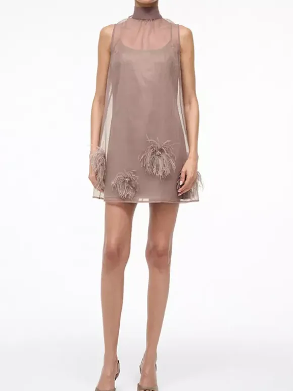 Mini Dresses Light Brown Sleeveless Lace Up Chiffon Short Dress For Women Mini Dresses