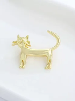 Minimalist 3D Cat Shaped Brooch Cute Animal Lapel Pin For Suit Shirt Coat Decorative Accessory