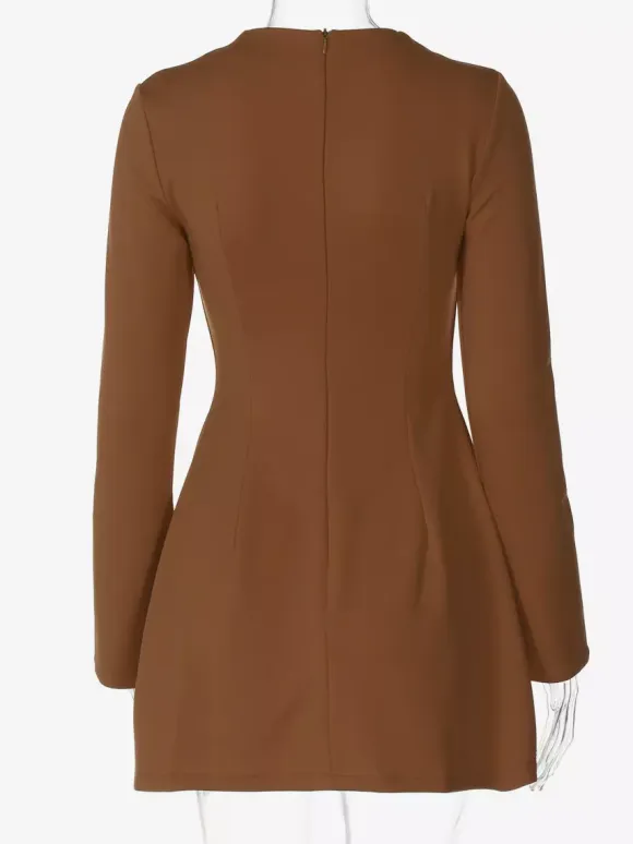 Minimalist Long Sleeve Mini Bodycon Dress For Women 2026
