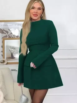 Minimalist Long Sleeve Mini Bodycon Dress For Women 2026