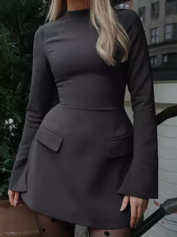 Minimalist Long Sleeve Mini Bodycon Dress For Women 2026