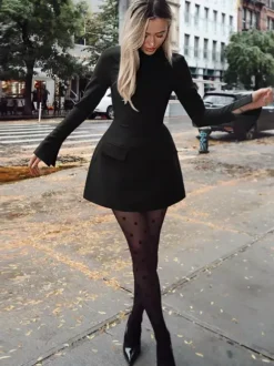 Minimalist Long Sleeve Mini Bodycon Dress For Women 2026