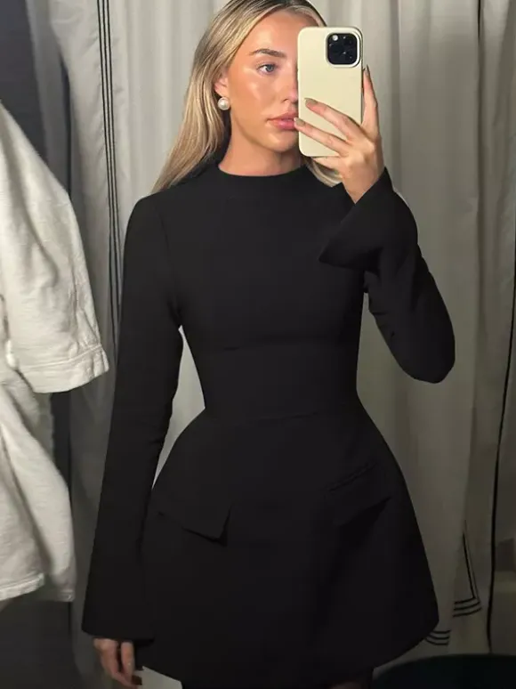 Minimalist Long Sleeve Mini Bodycon Dress For Women 2026
