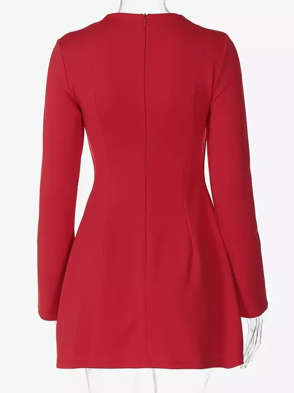 Minimalist Long Sleeve Mini Bodycon Dress For Women 2026