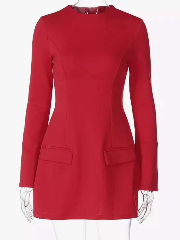 Minimalist Long Sleeve Mini Bodycon Dress For Women 2026